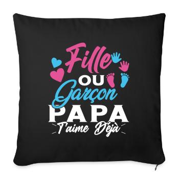 Fille ou Garçon PapaT'aime déjà Annonce Futur Papa - Housse de coussin décorative 45 x 45 cm - noir - Devant