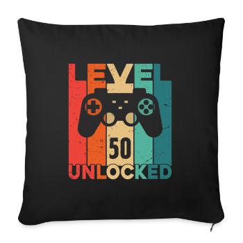 Level 50 Unlocked - Sofa pillowcase 17,3'' x 17,3'' (45 x 45 cm) - black - Front