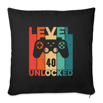 Level 40 Unlocked - Sofa pillowcase 17,3'' x 17,3'' (45 x 45 cm) - black - Front
