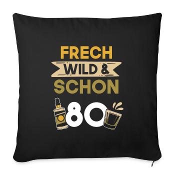 Geschenk 80 Jahre Geburtstag Whiskey - Sofakissenbezug 45 x 45 cm - Schwarz - Vorne