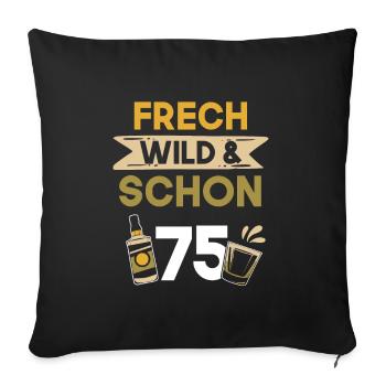 Geschenk 75 Jahre Geburtstag Whiskey - Sofakissenbezug 45 x 45 cm - Schwarz - Vorne