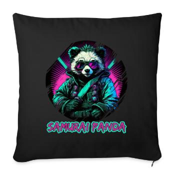 Japanischer Panda Samurai Style für Panda Fans - Sofakissenbezug 45 x 45 cm - Schwarz - Vorne