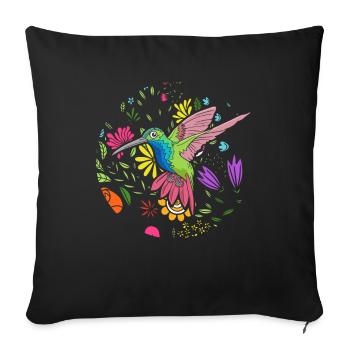 Colorful Bird Flower Women Bird Watching - Sofa pillowcase 17,3'' x 17,3'' (45 x 45 cm) - black - Front