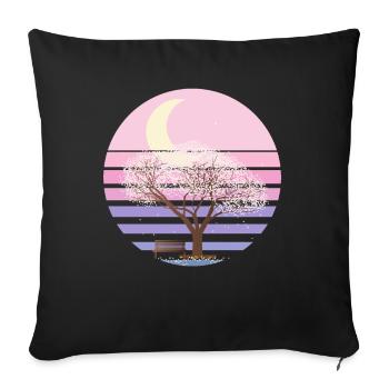 Cherry Blossom Japanese Pastel Goth Moon - Sofa pillowcase 17,3'' x 17,3'' (45 x 45 cm) - black - Front