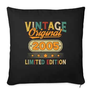 2005 Vintage Original 2005 Geburtstagsgeschenk - Sofakissenbezug 45 x 45 cm - Schwarz - Vorne