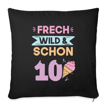 10 Jahre Geburtstag Junge Mädchen Eis essen - Sofakissenbezug 45 x 45 cm - Schwarz - Vorne