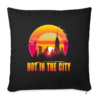 New York City Skyline Sonnenuntergang Hitze - Sofakissenbezug 45 x 45 cm - Schwarz - Vorne
