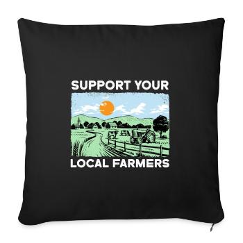 SUPPORT YOUR LOCAL FARMERS I Farming - Sofa pillowcase 17,3'' x 17,3'' (45 x 45 cm) - black - Front