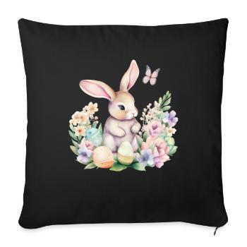 Frohe Ostern Hase Osterei für einen Osterhasen - Sofakissenbezug 45 x 45 cm - Schwarz - Vorne