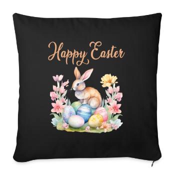 Frohe Ostern Hase Osterei für einen Osterhasen - Sofakissenbezug 45 x 45 cm - Schwarz - Vorne