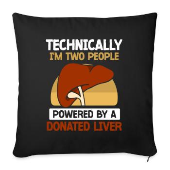 powered by a donated Liver - Sofakissenbezug 45 x 45 cm - Schwarz - Vorne
