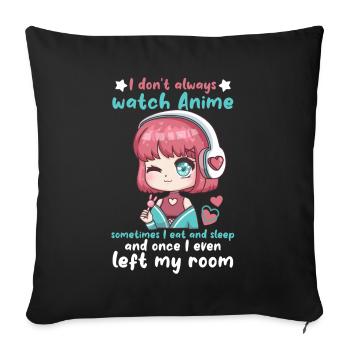 Je ne regarde pas toujours l’anime I cute Chibi Kawaii - Housse de coussin décorative 45 x 45 cm - noir - Devant