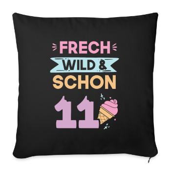 11 Jahre Geburtstag Junge Mädchen Eis essen - Sofakissenbezug 45 x 45 cm - Schwarz - Vorne