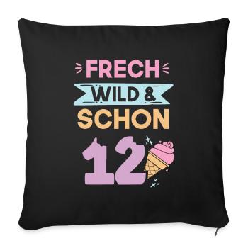12 Jahre Geburtstag Junge Mädchen Eis essen - Sofakissenbezug 45 x 45 cm - Schwarz - Vorne