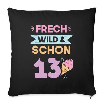 13 Jahre Geburtstag Junge Mädchen Eis essen - Sofakissenbezug 45 x 45 cm - Schwarz - Vorne