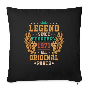 légende depuis février 1971 cadeau d'anniversaire - Housse de coussin décorative 45 x 45 cm - noir - Devant