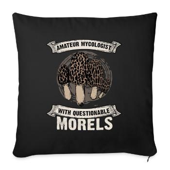 Mycologue amateur avec des morilles douteuses - Housse de coussin décorative 45 x 45 cm - noir - Devant