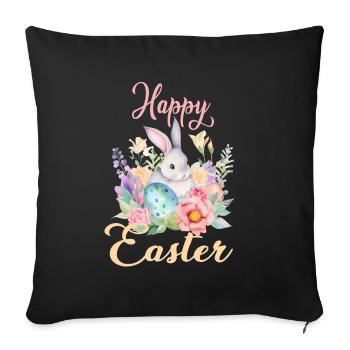 Frohe Ostern Hase Osterei für einen Osterhasen - Sofakissenbezug 45 x 45 cm - Schwarz - Vorne