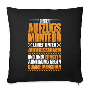 Aufzugsmonteur Aufzugsmechaniker Elevator Mechanic - Sofakissenbezug 45 x 45 cm - Schwarz - Vorne
