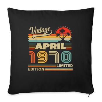 April 1970 Anniversary April 1970 April - Sofa pillowcase 17,3'' x 17,3'' (45 x 45 cm) - black - Front