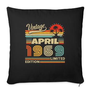 April 1969 Anniversary April 1969 April - Sofa pillowcase 17,3'' x 17,3'' (45 x 45 cm) - black - Front