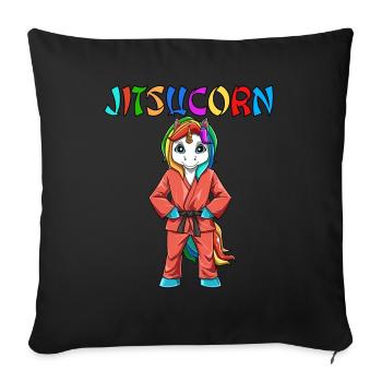 Jitsucorn Einhorn Judo Kampfsportart - Sofakissenbezug 45 x 45 cm - Schwarz - Vorne