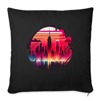 New York City Skyline Sonnenuntergang Hitze - Sofakissenbezug 45 x 45 cm - Schwarz - Vorne