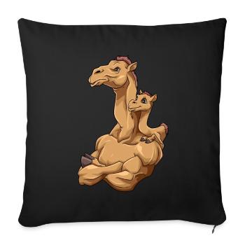 Starkes Kamel mit Kamel Kind für einen Kamel - Sofakissenbezug 45 x 45 cm - Schwarz - Vorne