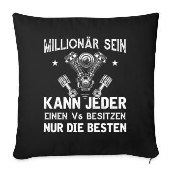 6 Zylinder Tuner Tuning V6 - Sofakissenbezug 45 x 45 cm - Schwarz - Vorne