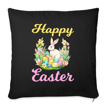 Frohe Ostern Hase Osterei für einen Osterhasen - Sofakissenbezug 45 x 45 cm - Schwarz - Vorne