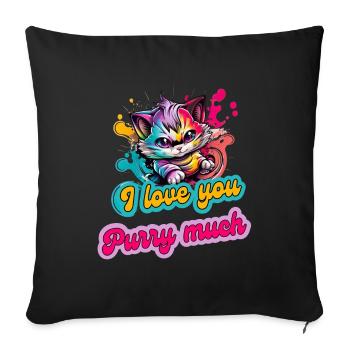 Streetstyle Katze Graffiti Purry Much Kunst - Sofakissenbezug 45 x 45 cm - Schwarz - Vorne
