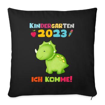 Kindergarten 2023 Ich Komme Jungen Kita Geschenk - Sofakissenbezug 45 x 45 cm - Schwarz - Vorne