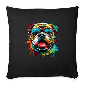 Niedliche Englische Bulldogge - Sofakissenbezug 45 x 45 cm - Schwarz - Vorne