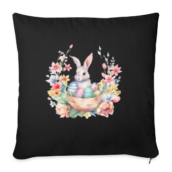 Frohe Ostern Hase Osterei für einen Osterhasen - Sofakissenbezug 45 x 45 cm - Schwarz - Vorne