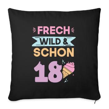 18 Jahre Geburtstag Eis essen - Sofakissenbezug 45 x 45 cm - Schwarz - Vorne
