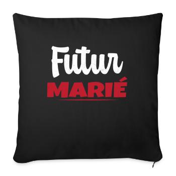 Homme Futur Marié Cadeau Humour EVG - Housse de coussin décorative 45 x 45 cm - noir - Devant