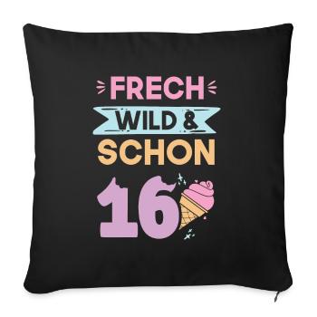 16 Jahre Geburtstag Eis essen - Sofakissenbezug 45 x 45 cm - Schwarz - Vorne