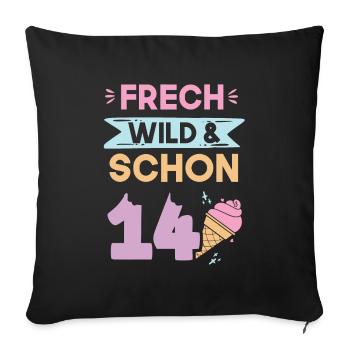 14 Jahre Geburtstag Junge Mädchen Eis essen - Sofakissenbezug 45 x 45 cm - Schwarz - Vorne