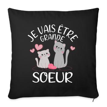 Je Vais Être Grande Soeur Chaton - Sofakissenbezug 45 x 45 cm - Schwarz - Vorne