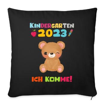 Kindergarten 2023 Ich Komme Jungen Kita Geschenk - Sofakissenbezug 45 x 45 cm - Schwarz - Vorne