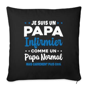 Homme Papa Infirmier Cool Humour Cadeau - Housse de coussin décorative 45 x 45 cm - noir - Devant