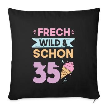 Geschenk 35 Jahre Geburtstag Eis essen - Sofakissenbezug 45 x 45 cm - Schwarz - Vorne