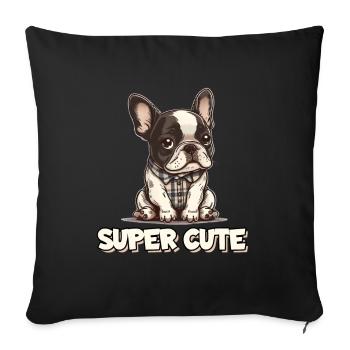 Super Cute Niedliche Bulldogge Mops Hund - Sofakissenbezug 45 x 45 cm - Schwarz - Vorne
