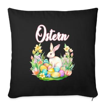 Frohe Ostern Hase Osterei für einen Osterhasen - Sofakissenbezug 45 x 45 cm - Schwarz - Vorne