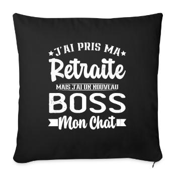 J'ai Un Nouveau Boss Mon chat Humour Cadeau - Housse de coussin décorative 45 x 45 cm - noir - Devant