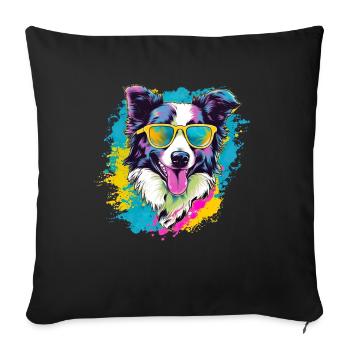 Border Collie Hund Hunderasse - Sofakissenbezug 45 x 45 cm - Schwarz - Vorne