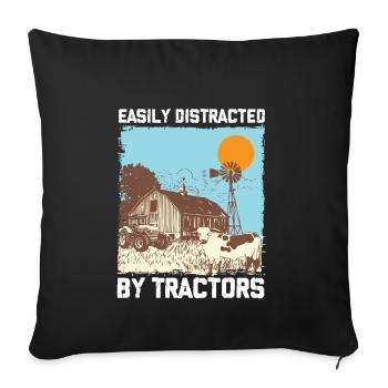 FAMERS5 EASILY DISTRACTED BY TRACTIORS - Sofa pillowcase 17,3'' x 17,3'' (45 x 45 cm) - black - Front