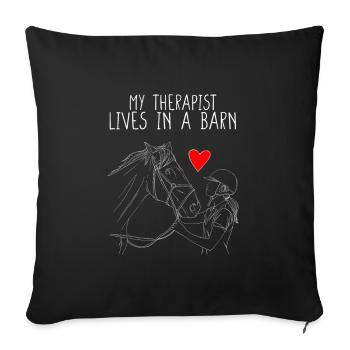 OUTLINEHORSEANDGIRLMYTHERAPISTLIVESINABARN - Sofakissenbezug 45 x 45 cm - Schwarz - Vorne