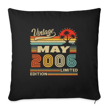 Mai 2006 Vintage Nées En Mai 2006 Anniversaire - Housse de coussin décorative 45 x 45 cm - noir - Devant