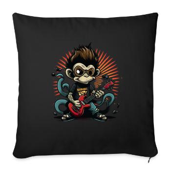 Affe Schimpanse spielt Acousitc Rock Gitarre - Sofakissenbezug 45 x 45 cm - Schwarz - Vorne